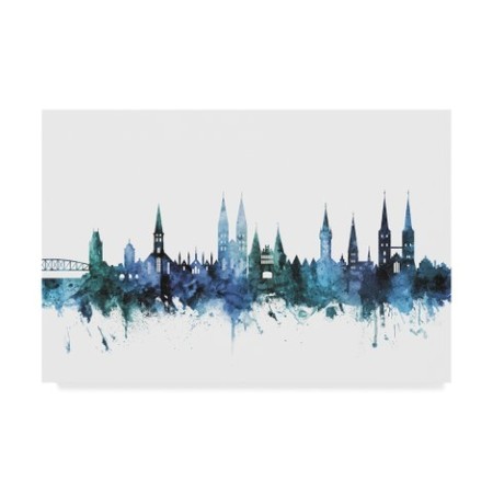 TRADEMARK FINE ART Michael Tompsett 'Lubeck Germany Blue Teal Skyline' Canvas Art, 16x24 MT01665-C1624GG